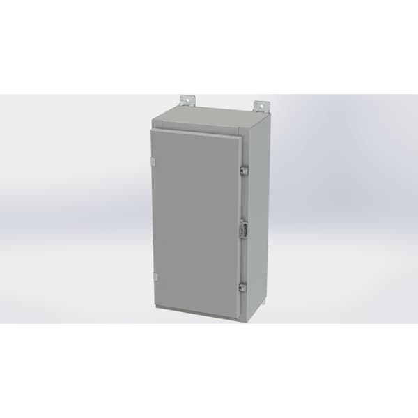 Clamps with Padlock Hasp Electrical Enclosures, 24 in H, 8 in D, 12 in W, NEMA 4, Carbon Steel